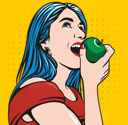 Healthy Eating Beautiful Girl Eating An Apple
